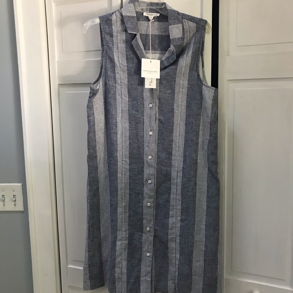 Beach Lunch Lounge NWT Linen/ Cotton Mix Stripped Dress- M